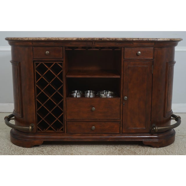 Howard Miller Howard Miller Marble Top Bar Wine Cabinet & 3 Stools For Sale - Image 4 of 18