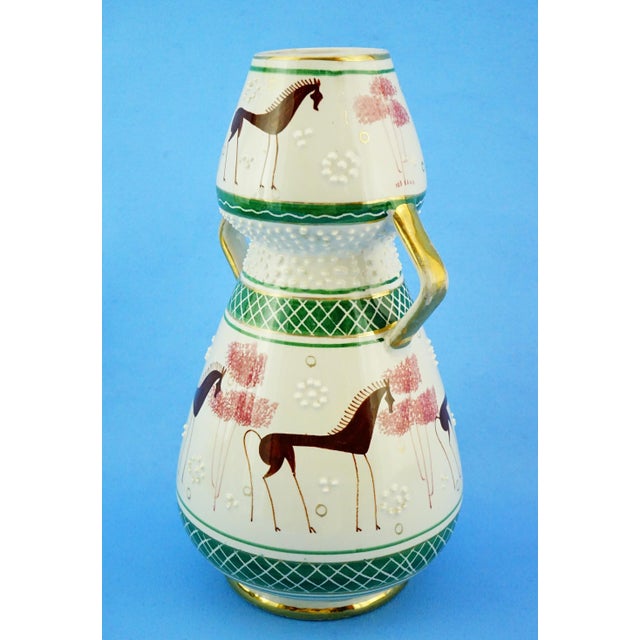 1950s Vintage Ceramic Vase with Stylized Horses by Serafino Volpi, Italy, 1950s For Sale - Image 5 of 18