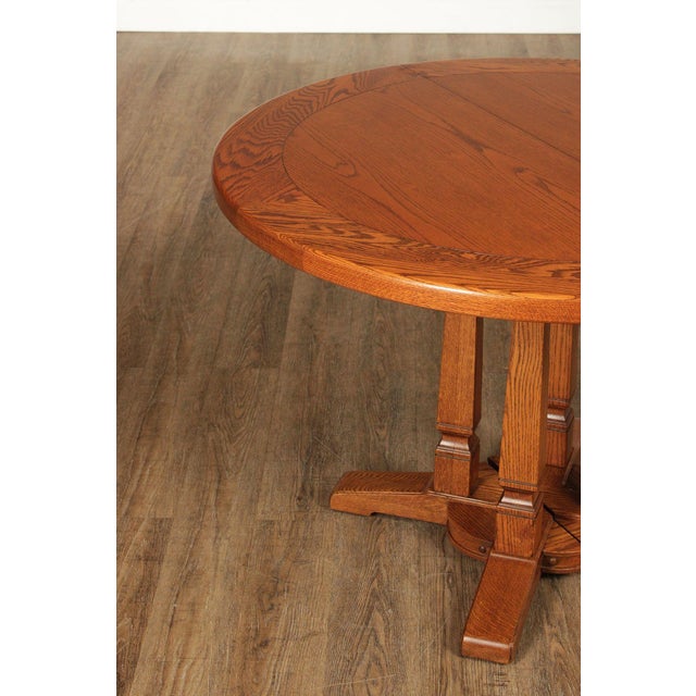 Romweber Round Viking Oak Expandable Dining Table With Four Leaves For Sale - Image 11 of 18