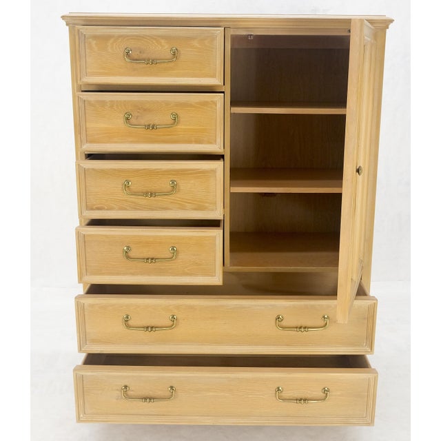 Wood Pickled Oak 6 Drawers Two Door Compartment Chifforobe Chest Dresser Cabinet MINT For Sale - Image 7 of 12