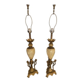 1960s Neoclassical Metal Lion's Feet Lamps - a Pair For Sale