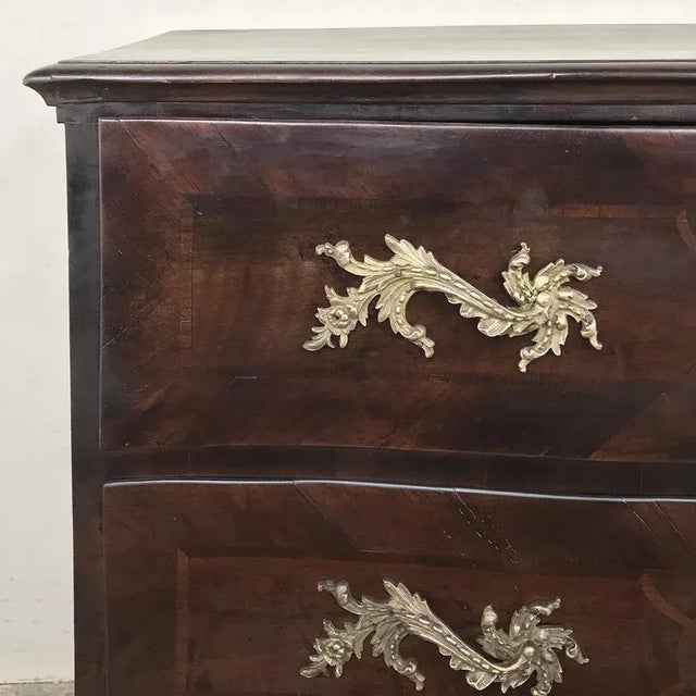 19th Century Italian Walnut and Inlaid Bow Front Commode For Sale - Image 11 of 16