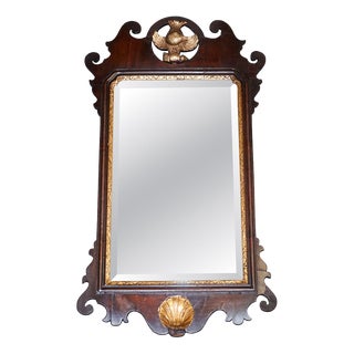 Antique Chippendale Giltwood Wall Mirror with Phoenix, 1760s For Sale