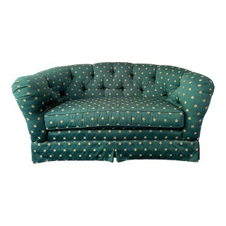 1990s Traditional Ethan Allen Tufted Skirted Sofa For Sale
