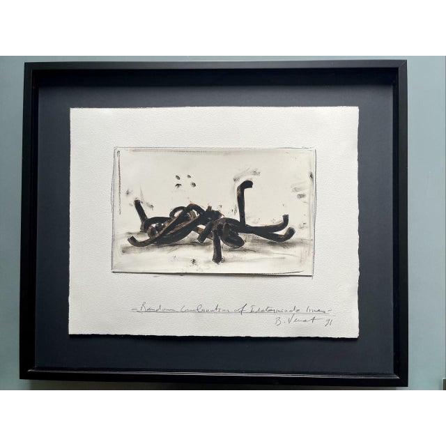 Bernar Venet, Random Combination of Indeterminate Lines, 1991, Grease Pencil and Collage on Paper For Sale - Image 3 of 3