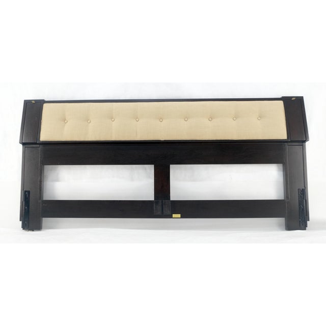 Ed Wormley Dunbar NEW Solid Linen Upholstery Ebonized Mahogany King Headboard MINT!