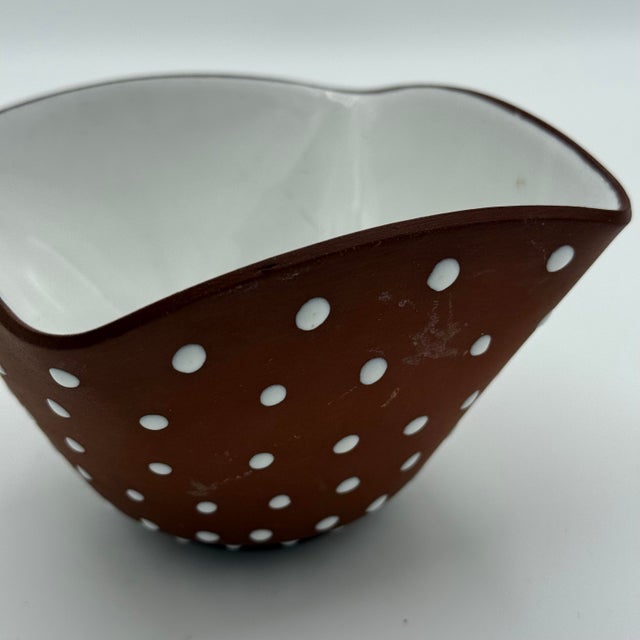 Mid-Century Norwegian Studio Pottery Bowl – Organic Form With Polka Dot Terracotta Exterior For Sale - Image 4 of 6