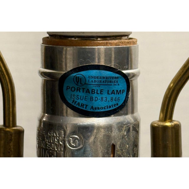 Vintage Hart Associates Post-Modern Brass & Metal Floor Lamp With Black Shade and Cream Painted Legs For Sale - Image 12 of 12