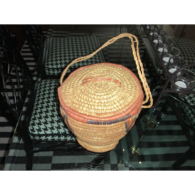 African Woven Grass Basket W/ Lid and Handle Chairish