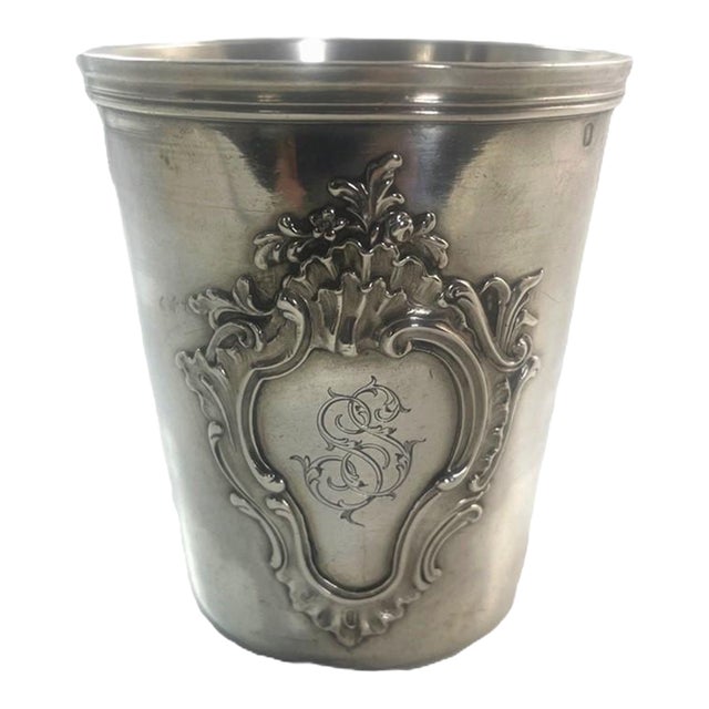 Late 19th Century Puiforcat French Sterling Silver Timbale or Beaker, Engraved "Ss" For Sale
