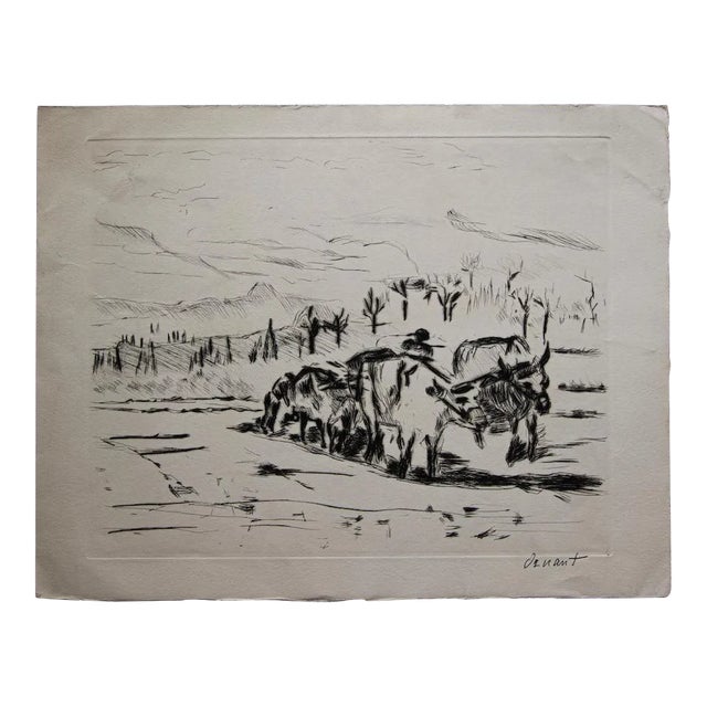 Unknown - Landscape - Original Etching signed Oznant - Early 20th Century For Sale