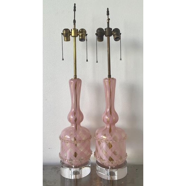 Vintage Italian Murano Glass Lamps - A Pair For Sale - Image 9 of 12