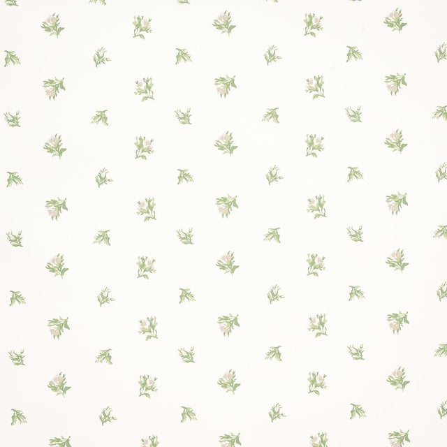 Sample - Schumacher Margie Floral Wallpaper in Gris For Sale