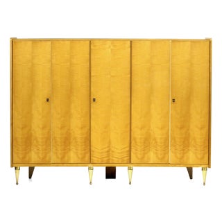 Large Mid-Century Modern 5-Door Wardrobe in Flamed Maple, 1960s For Sale