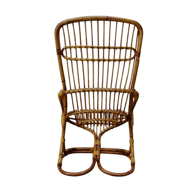 1960s Rattan and Bamboo Armchair attributed to Tito Agnoli, Italy, 1960s For Sale - Image 5 of 7