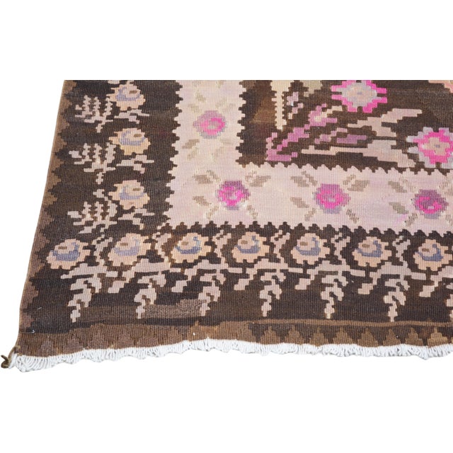 Traditional Vintage Bessarabian Floral Hand Knotted Kilim Wool Rug, 5'8"x11'9" For Sale - Image 3 of 6