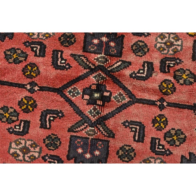 Textile Hamedan Rug 4'5'' X 7'2'' Red Wool Vintage Tribal Hand-Knotted Oriental Carpet For Sale - Image 7 of 12