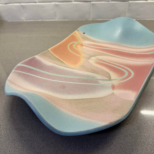 1980s Carol McFarlan Postmodern Ceramic Large Centerpiece Platter 11"x17” Signed For Sale In New York - Image 6 of 10