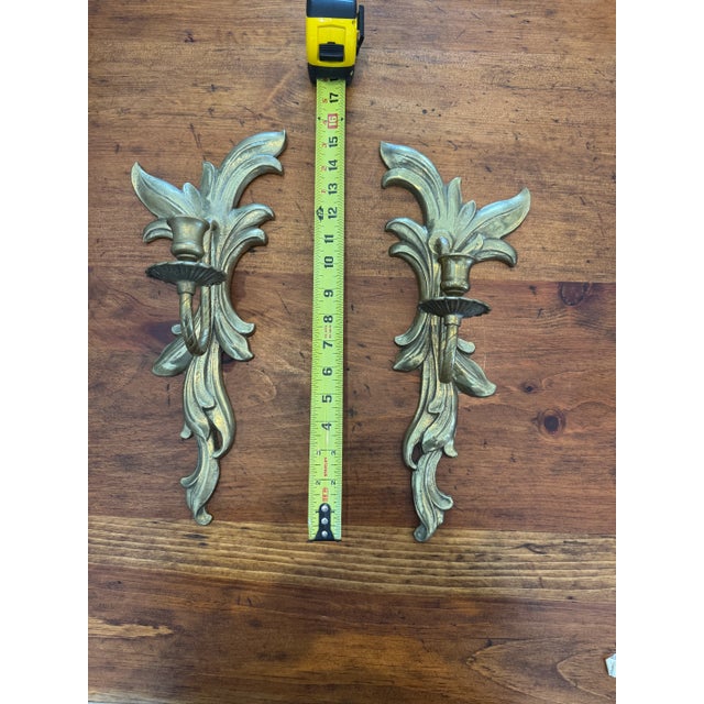 Metal Brass Art Nouveau Sconces- A Pair For Sale - Image 7 of 8