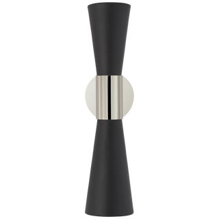 AERIN for Visual Comfort Signature Clarkson Medium Narrow Sconce in Polished Nickel & Black For Sale