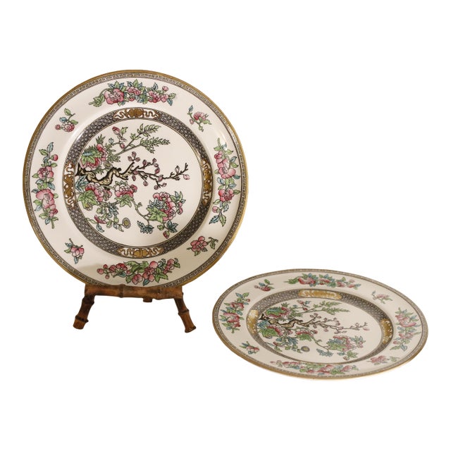 Pair of 19th C. Antique Minton Chinoiserie Ironstone "Indian Tree" Soup Plates For Sale
