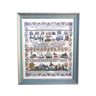 Vintage Framed Americana Needlepoint For Sale