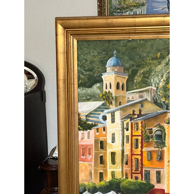 This stunning oil painting beautifully captures the quintessential charm of Portofino, a picturesque and alluring coastal...