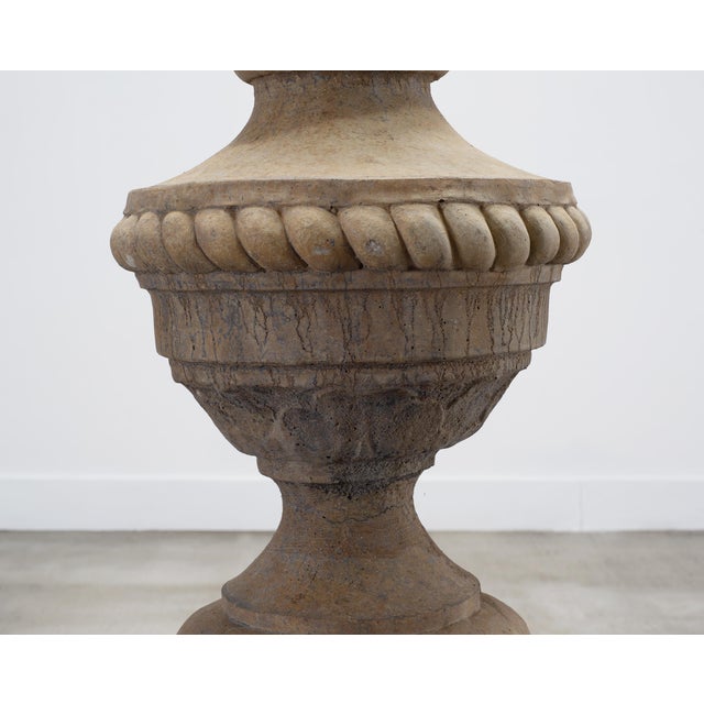 Neoclassical Cast Stone Garden Finial on Pedestal 44 Inch For Sale In Sacramento - Image 6 of 18
