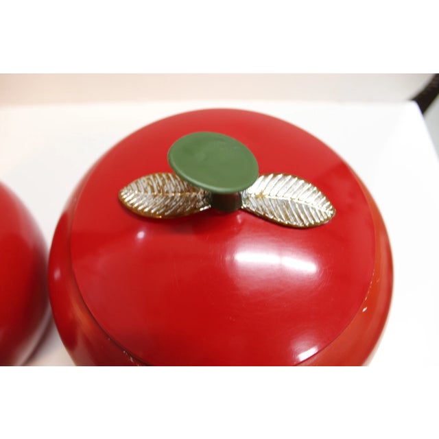 Metal 1960s Spun Aluminum Red Apples Canister Set For Sale - Image 7 of 10