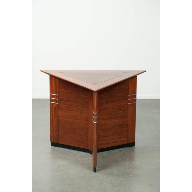 We are offering this luxurious Art Deco-style side/coffee table in a triangular shape by Schuitema from the Decoforma...