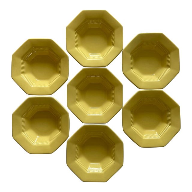 Set of 7 Octagon Daffodil All Yellow Independence Ironstone Small Bowls For Sale