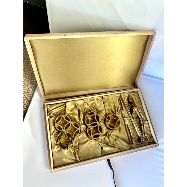 Japanese 24k Gold Plated Bonsai Ikebana Gardening Metal Scissors Kenzan Wood Box Tea Ceremony For Sale - Image 10 of 14