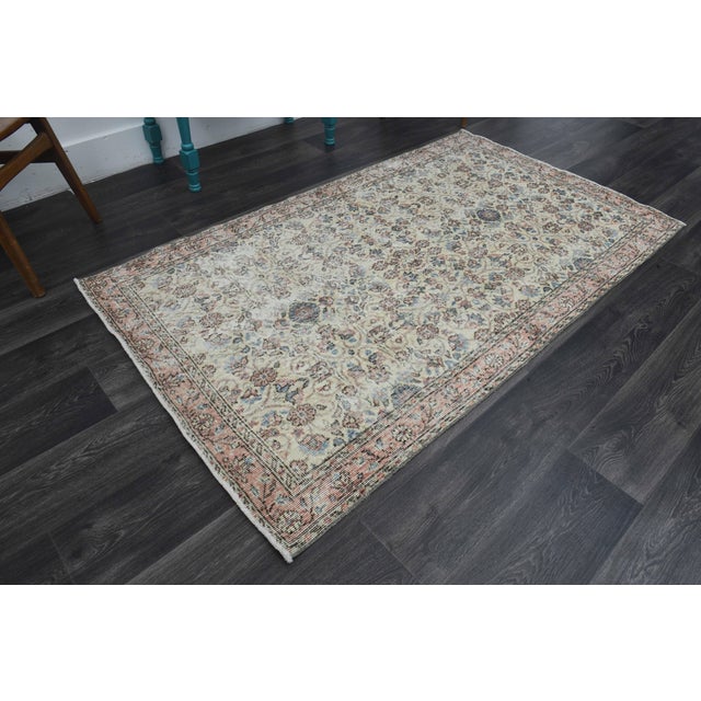 Islamic 1970s Vintage Handmade Wool Cotton Beige Area Rug For Sale - Image 3 of 11