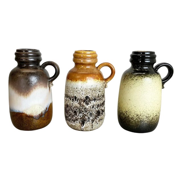 Pottery Fat Lava 413-20 Vases from Scheurich, 1970s, Germany, Set of 3 For Sale