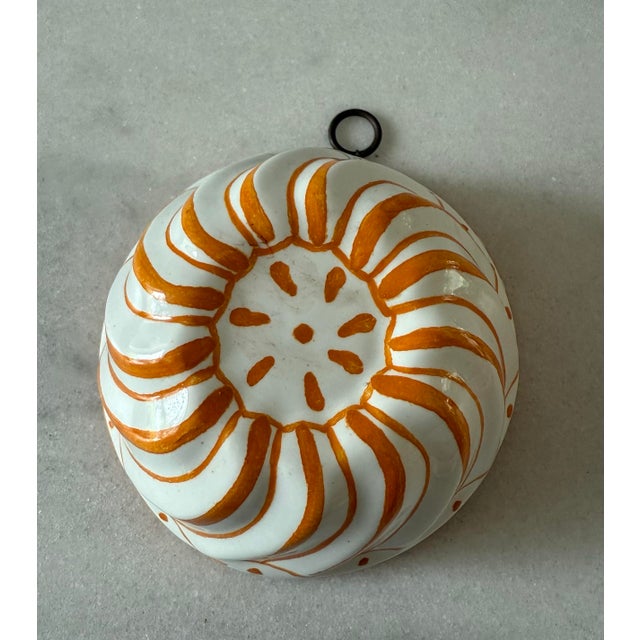 Set of 3 Ceramic Orange and White Hand Painted Molds For Sale - Image 9 of 12