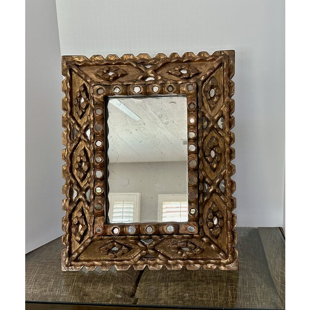 Spanish Colonial Style Gilt Wood Wall Mirror For Sale - Image 4 of 17