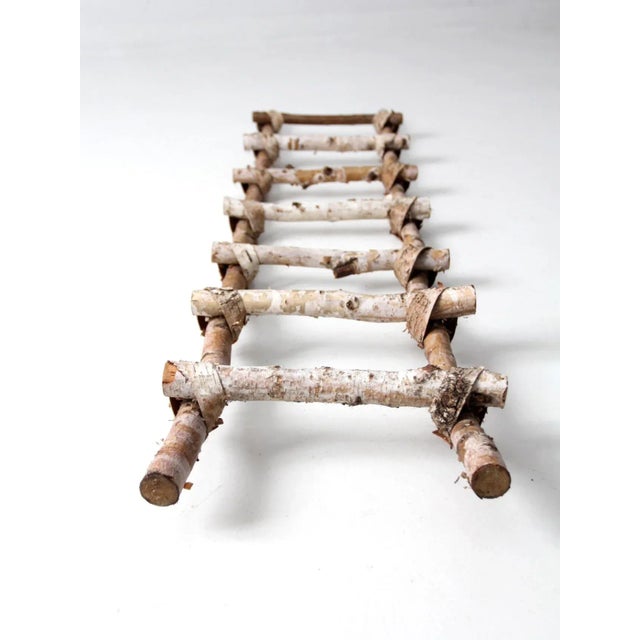 Wood Vintage Rustic Birch Ladder For Sale - Image 7 of 12
