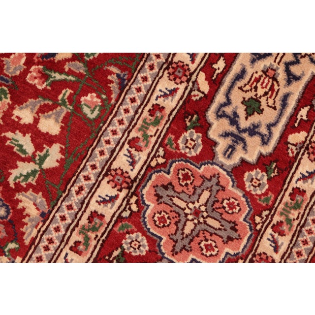 1990s Floral 1990's Tabriz Pak-Persian Red/Tan Wool Rug - 6'1'' X 9'2'' For Sale - Image 5 of 9