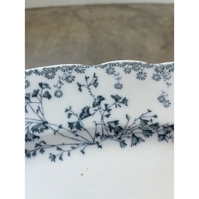 Late 19th Century Antique W. H. Grindley Blue Fern Oval Ironstone Serving Platter, England C. 1891-1914 For Sale - Image 5 of 9
