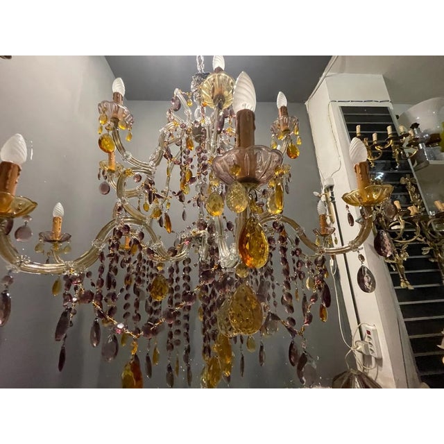Large Murano Crystal Chandelier, 1960s For Sale - Image 9 of 18