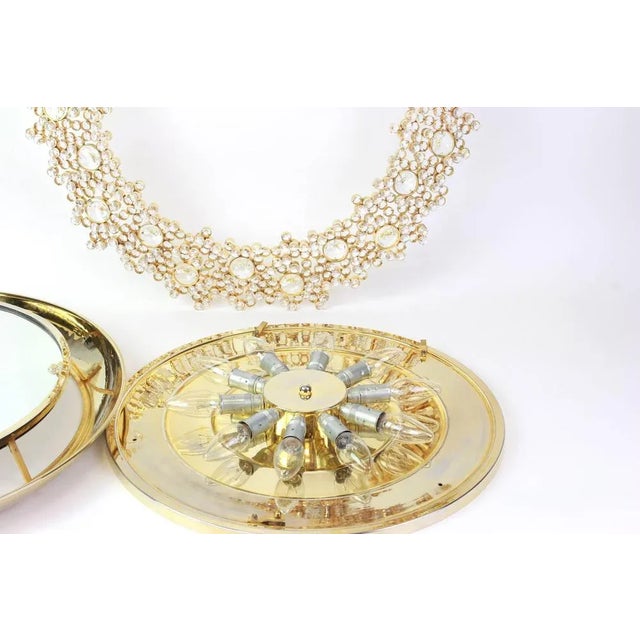 Gilded Brass and Crystal Glass Backlit Mirror from Palwa, Germany For Sale - Image 6 of 8