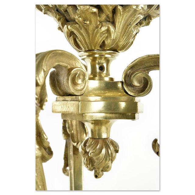 Gold Antique Chandelier in Gilded Bronze from Mottheau For Sale - Image 8 of 11