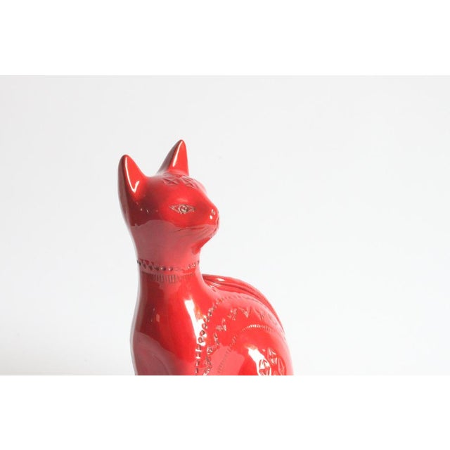 Red Ceramic Cat by Aldo Londi for Bitossi, Italy, 1960s For Sale - Image 10 of 18