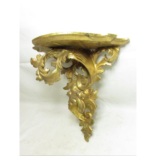 Pair of Italian Florentine Giltwood Wall Brackets For Sale - Image 9 of 18