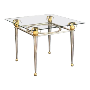 French Occasional or Side Tables of Brass, Steel and Glass - Two Available