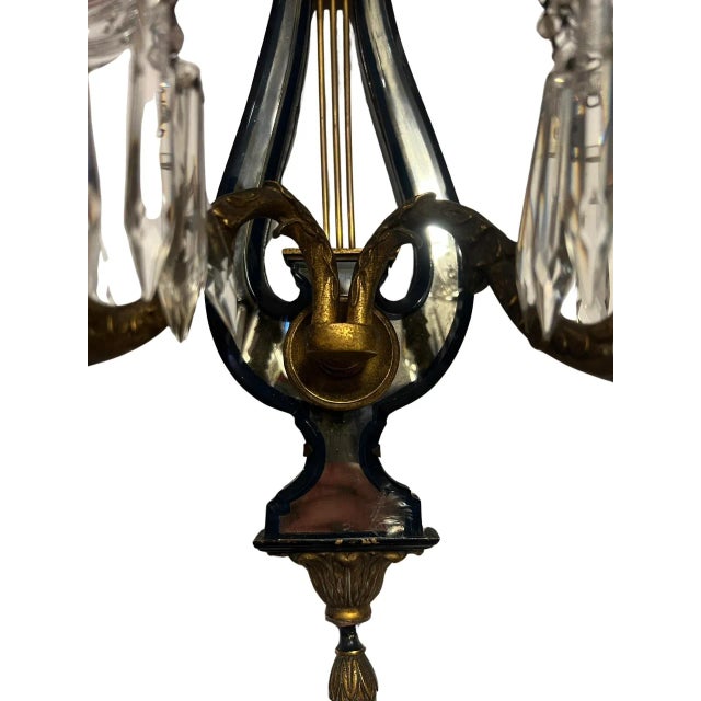 Pair, Regency Style Mirrored Crystal, Gilt & Painted Tole Two-Light Sconces For Sale - Image 11 of 12