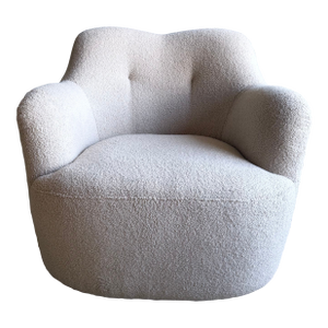 Mid Century Style Swivel Chair in a Plush Teddy Fabric