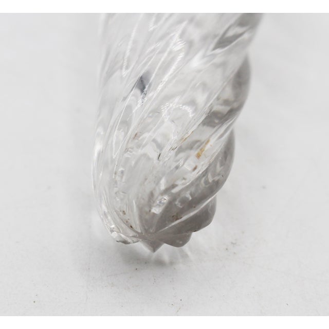 Birmingham, 1887, sterling and spiral blown glass scent bottle. Conical spiral turned body reflected in the spiral...