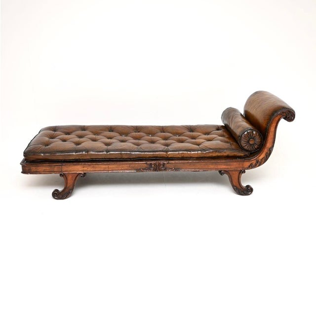 Hollywood Regency Antique Regency Leather Chaise Lounge, 1810 For Sale - Image 3 of 11