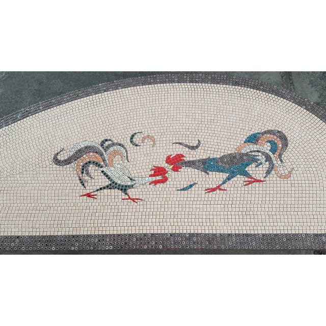 Vintage Mid Century Modern Mosaic Tiled Coffee Cocktail Table Roosters Motif For Sale - Image 10 of 12